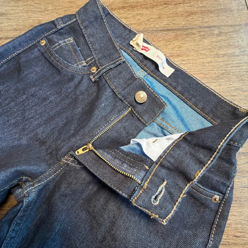 Levis 511 Slim Fit Boys Jeans Size 14 Regular Dark Wash Indigo Denim 27x27 NEW - Picture 4 of 11